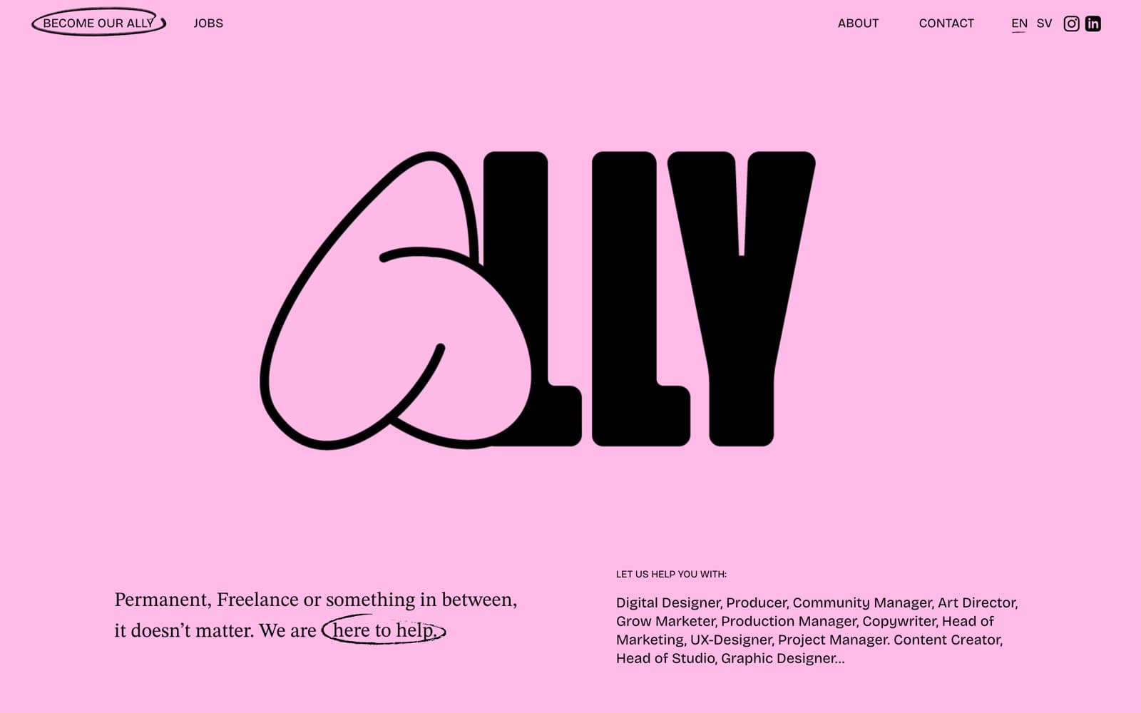 Ally website - recruitment agency for creative talent