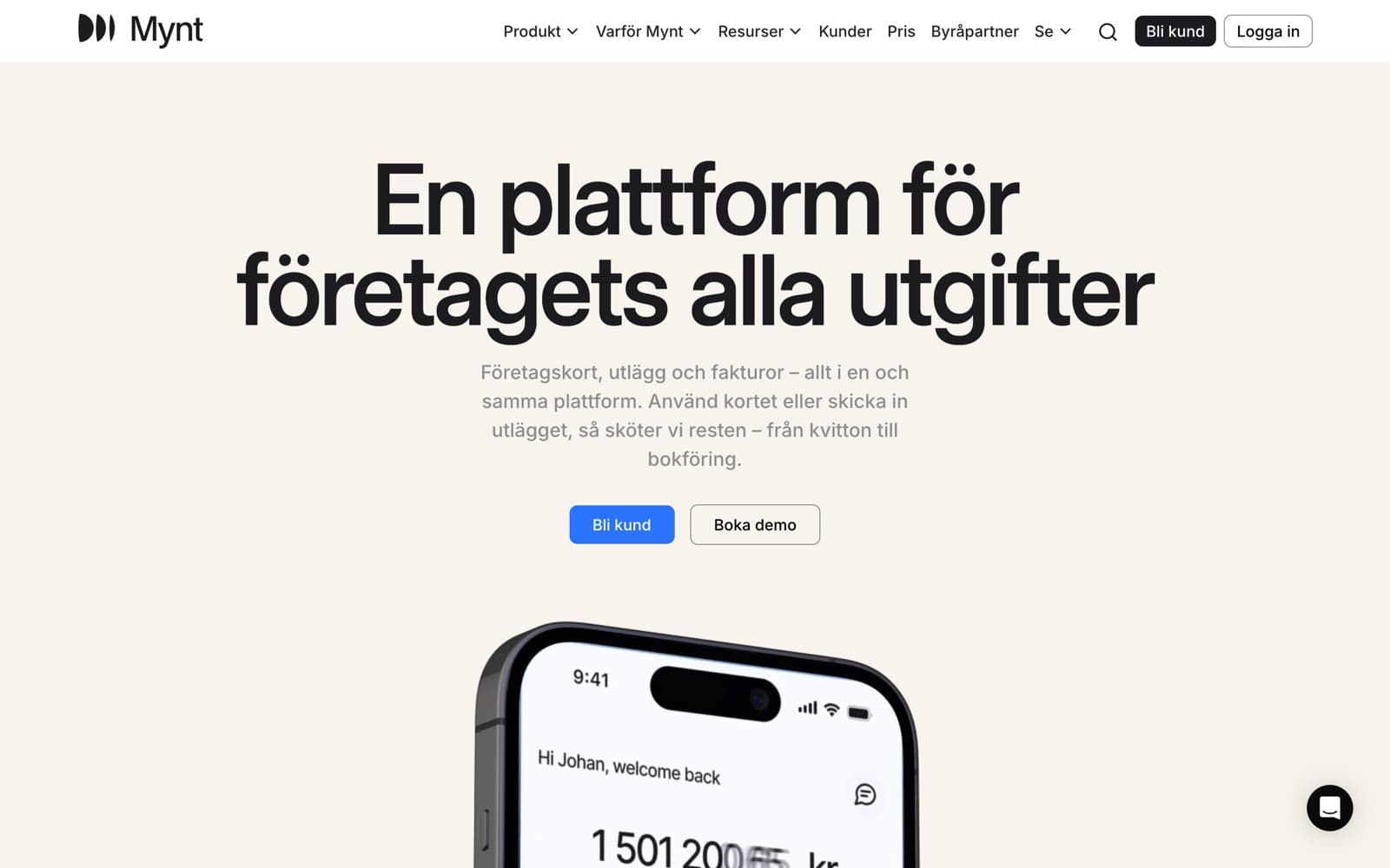 Mynt website - spend-management platform
